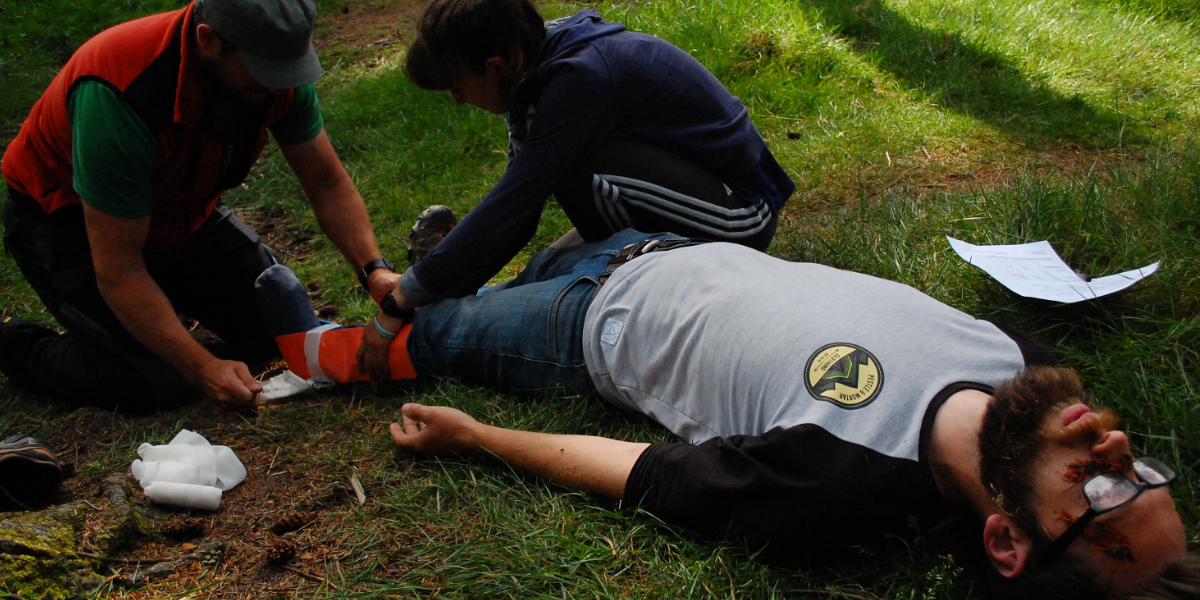 Performing First Aid on Advanced Outdoor Course